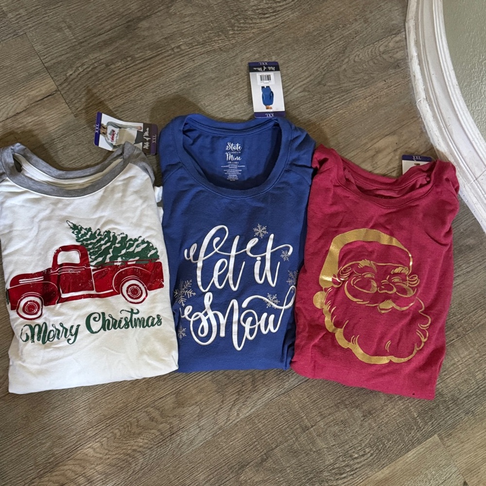 NEW! Christmas Themed Shirts - Blue, Red, White